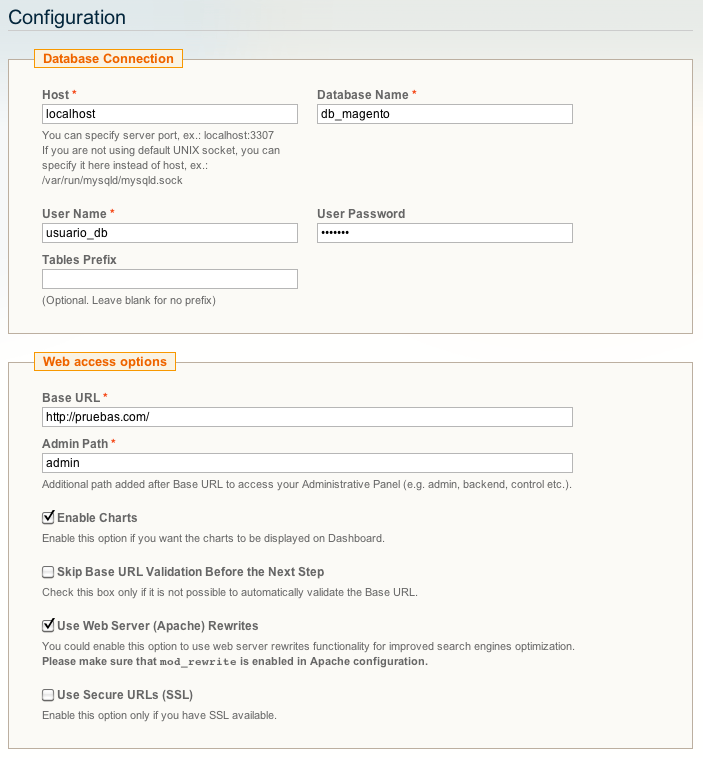 Configuración SQL